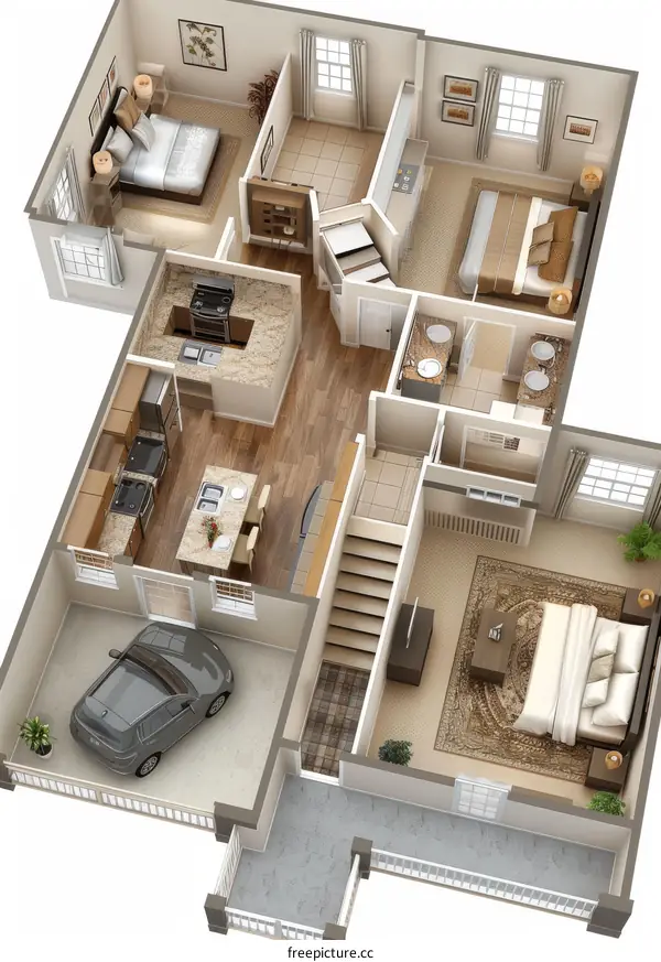 Modern Three-Story Single-Family House Plan