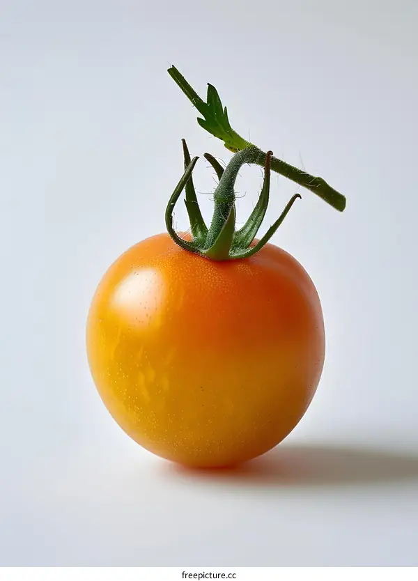 single orange tomato on white background
