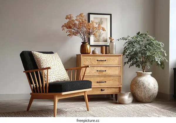 Mid-Century Modern Living Room with Wooden Furniture