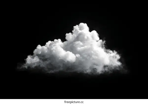 Fluffy White Cloud Against a Black Background