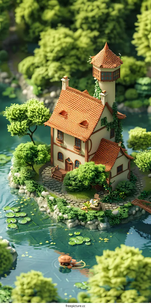 Whimsical Cottage on a Lake