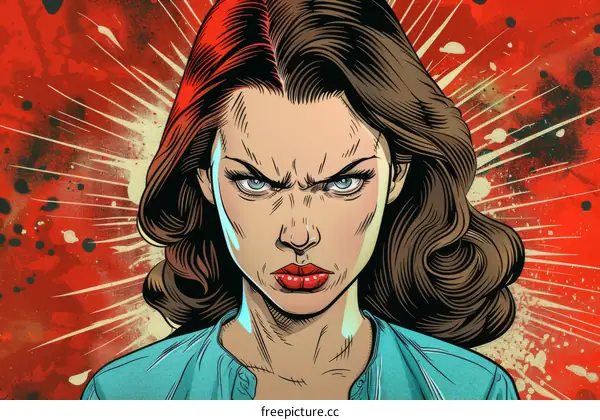 Angry Woman Face Illustration Comic Style