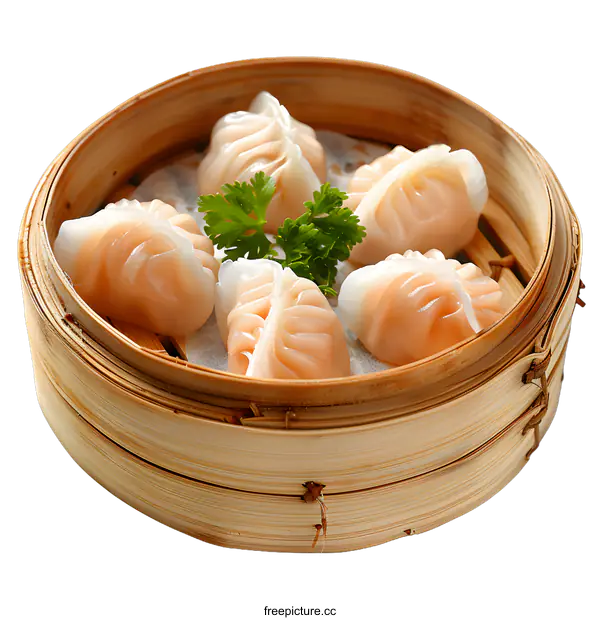 [Transparent Background PNG]Steamed Dumplings in a Bamboo Steamer