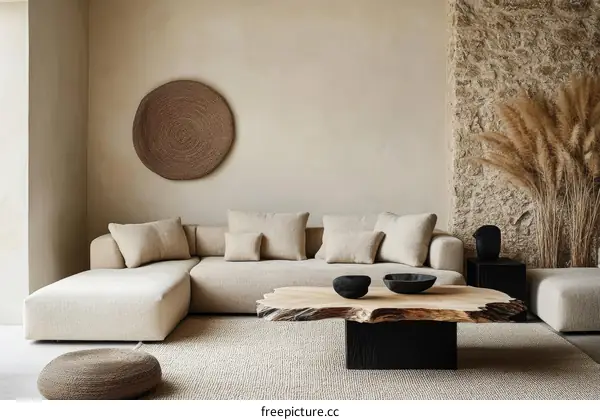 Modern Beige Living Room with Natural Elements