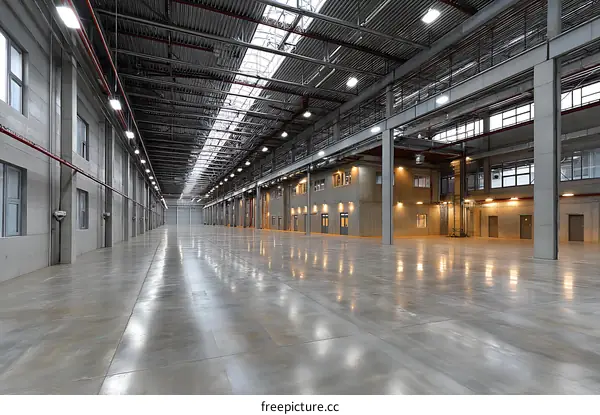 Large Empty Industrial Warehouse Interior