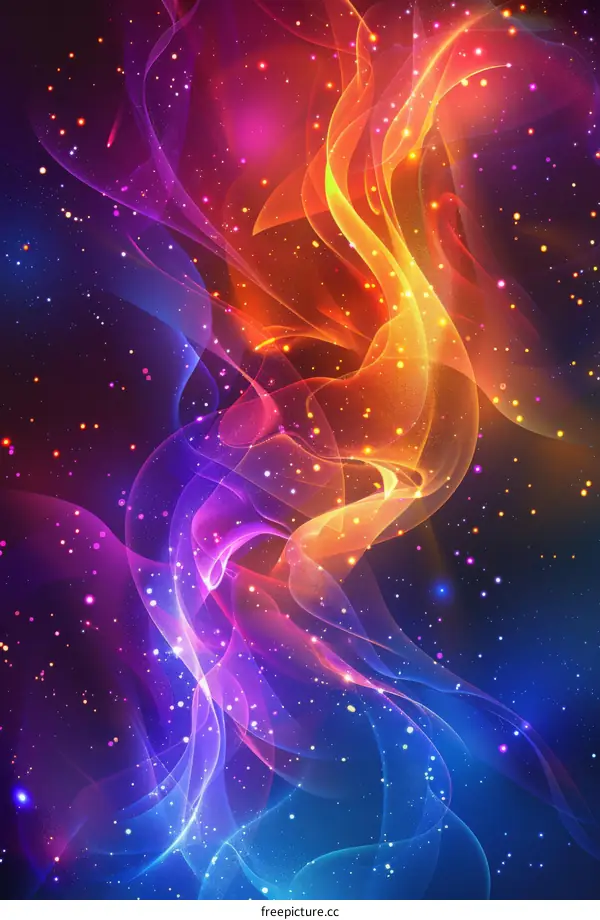 Abstract Colorful Nebula with Sparkling Dust