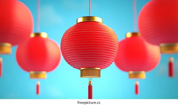 Chinese New Year Festive Red Lanterns
