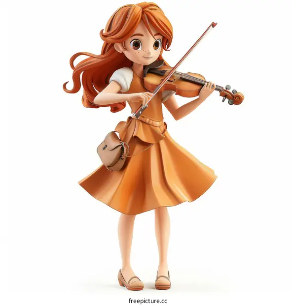 A violinist girl with long orange hair