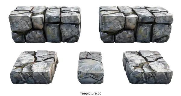 [Transparent Background PNG]gray stone blocks isolated on black background