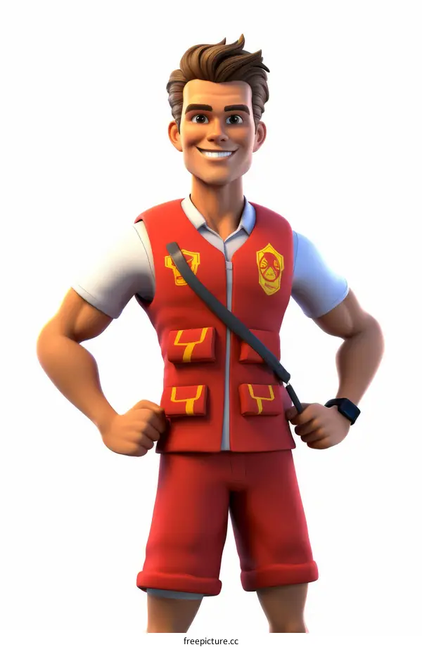 Lifeguard standing with hands on hips