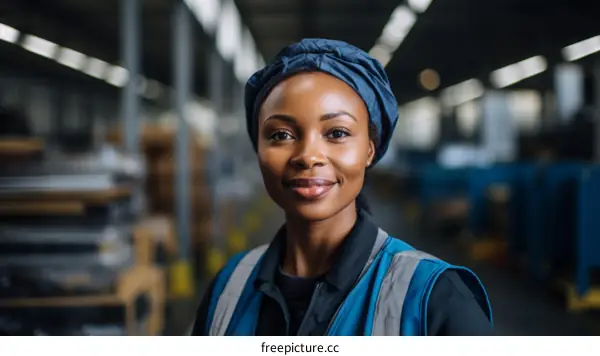 Portrait of a smiling African female worker in a warehouse