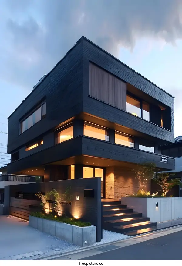 Modern Black Brick House with Minimalist Design