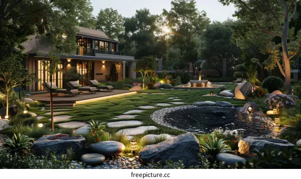 Japanese Garden: A tranquil sanctuary with natural elements for relaxation and contemplation