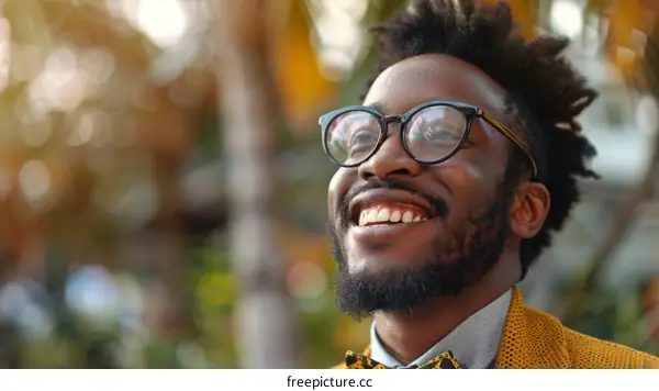 Smiling African Man with Glasses
