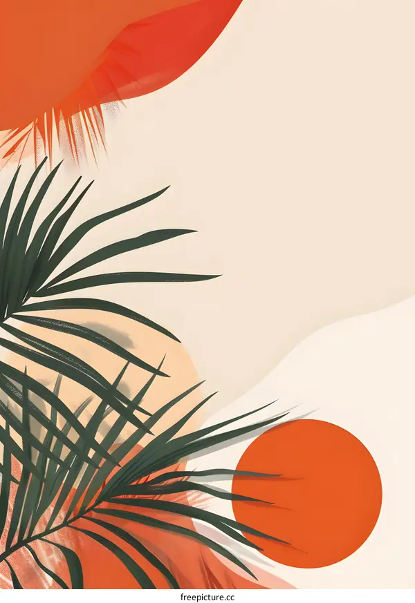 Tropical Palm Leaves Minimalist Abstract Art Illustration