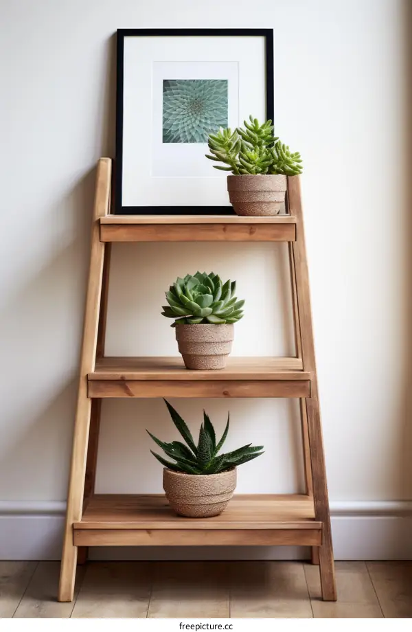 Succulents on a Wooden Shelf