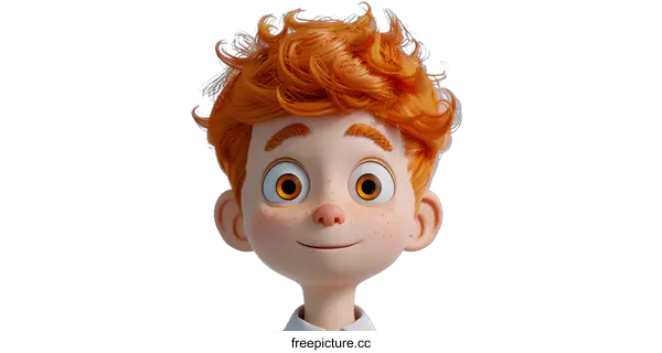 [Transparent Background PNG]Close-up Portrait of a Boy with Red Hair