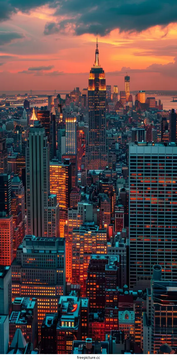 The Empire State Building at Night in New York City
