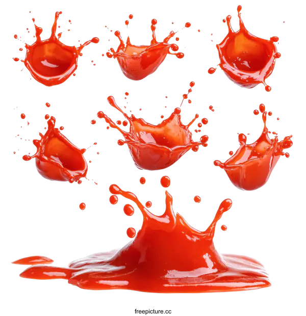 [Transparent Background PNG]Tomato Ketchup Splashing Action Photography