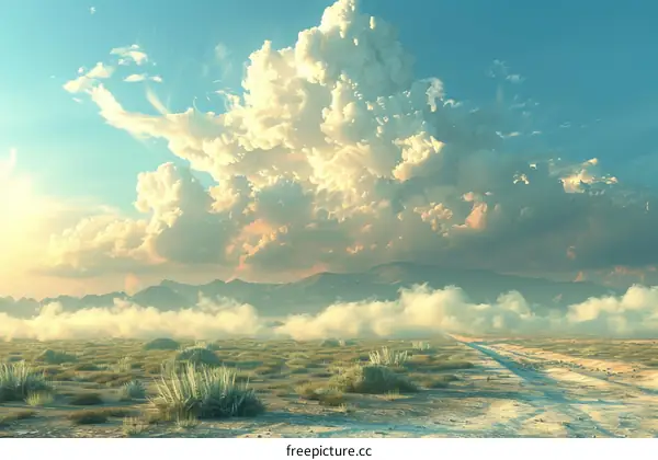 Majestic Cloudscape Over a Dusty Road