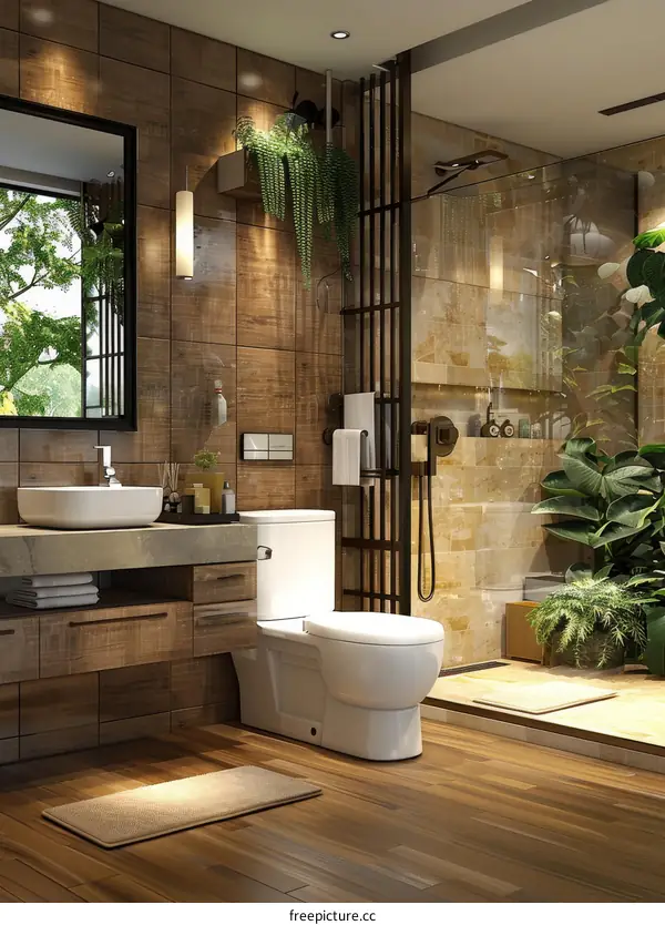 Modern Bathroom Interior Design with Plants