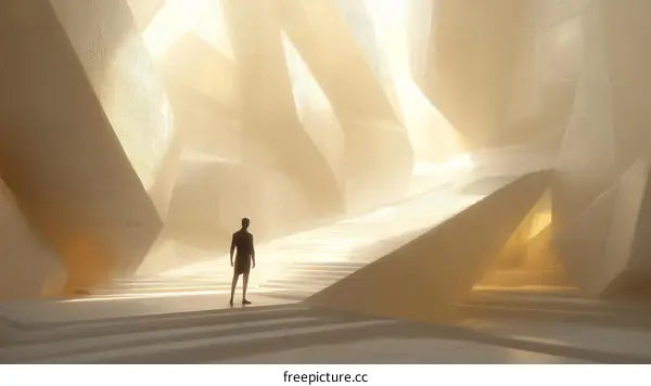 Abstract Architecture Interior With Single Person