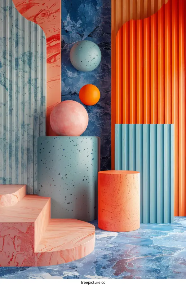 Abstract Geometric Display Background with Colorful Shapes