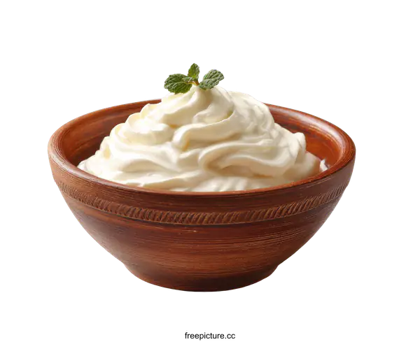 [Transparent Background PNG]Creamy Whipped Whipped Cream in Rustic Bowl