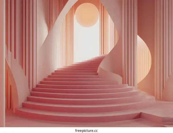 Pink Abstract Staircase 3D Illustration