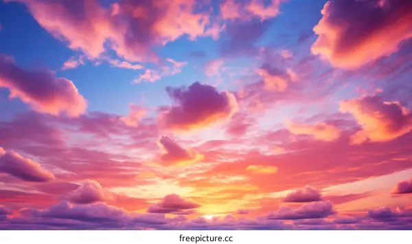 A Vivid Sunset Sky with Pink and Blue Hues