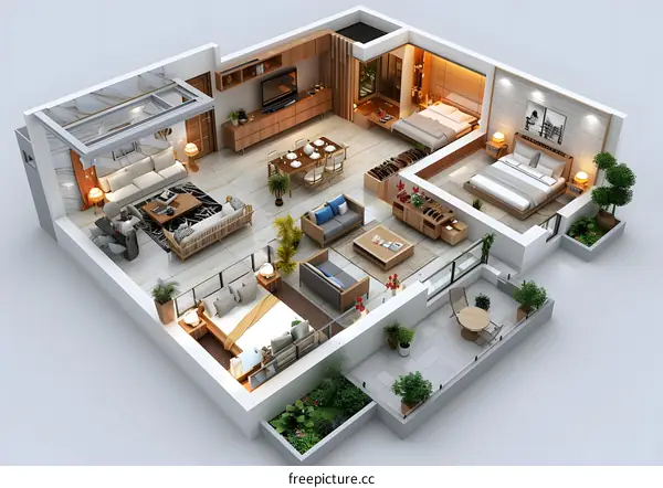Top view of luxury apartment