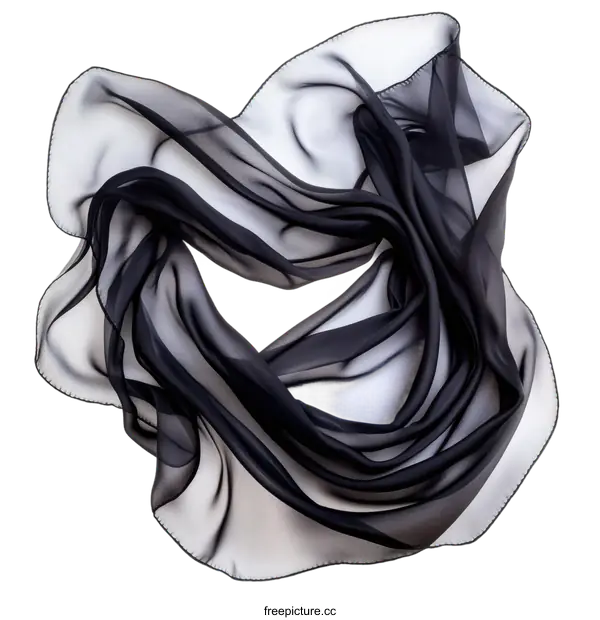 [Transparent Background PNG]Elegant Black Sheer Scarf Detail