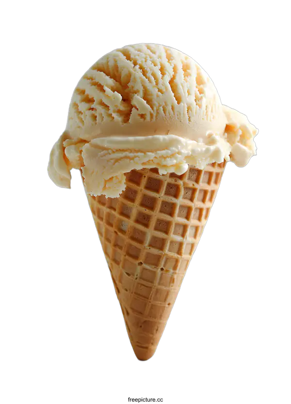 [Transparent Background PNG]One ice cream cone with a scoop of vanilla ice cream