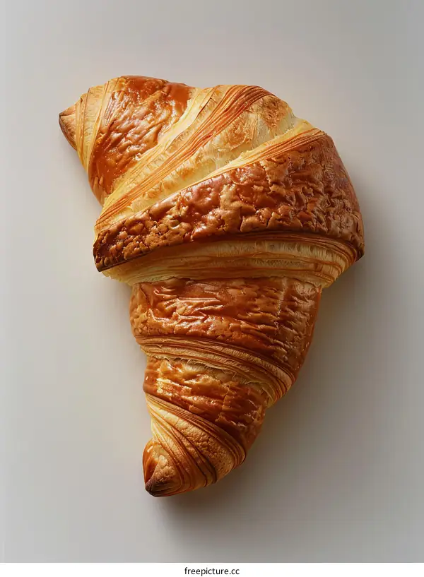 Single croissant on a white background
