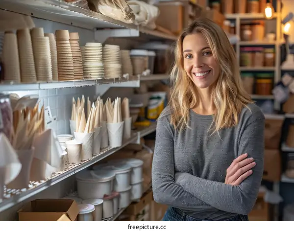 Portrait of smiling female owner of zero waste shop