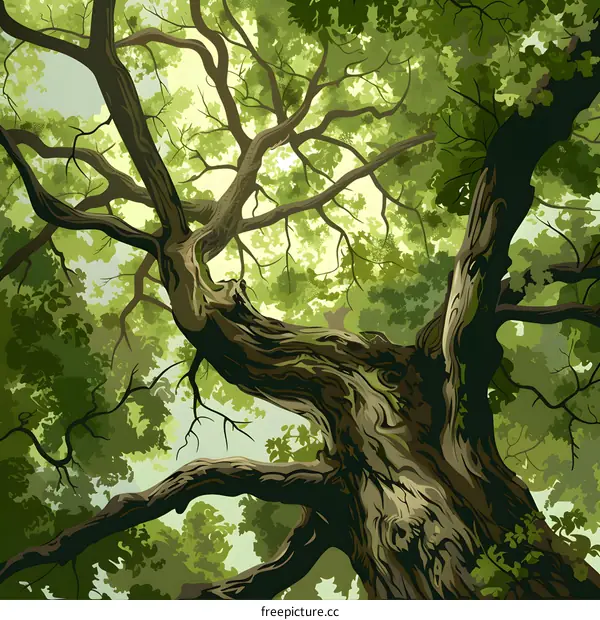 Large Oak Tree Canopy Illustration