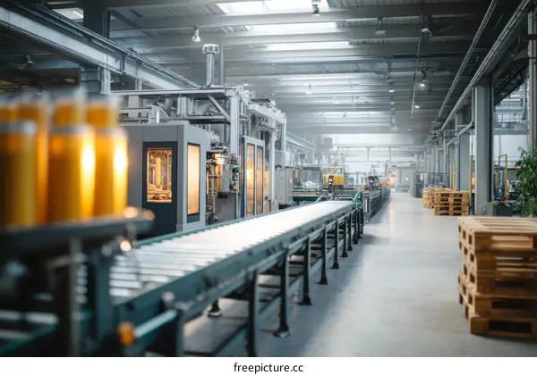 Modern Beverage Production Facility in a Large Industrial Building