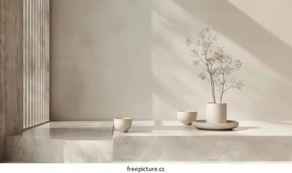 Minimal Still Life with Ceramics on Concrete