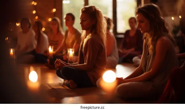 A group of women meditating in a yoga studio