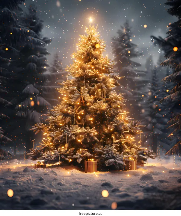 Christmas tree in the snow