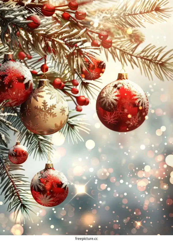 Sparkling Red, Gold, and Green Christmas Decorations