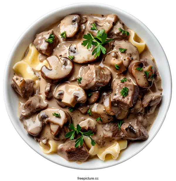 [Transparent Background PNG]Beef stew with egg noodles