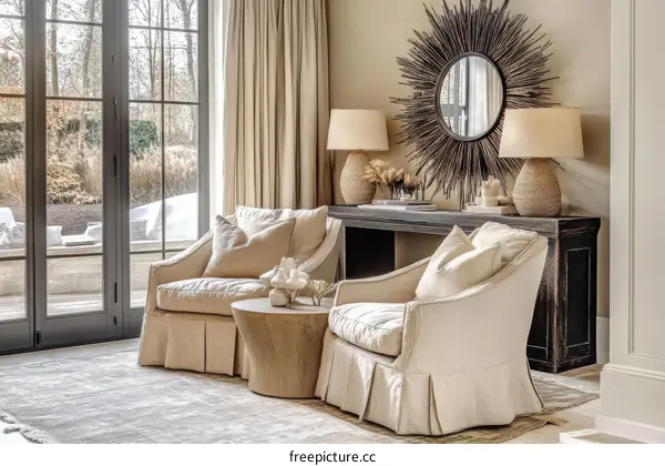 Elegant Living Room with Large Windows