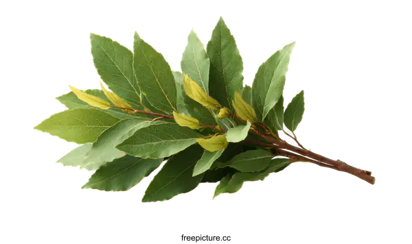 [Transparent Background PNG]Fresh Bay Leaves Bunch Close-up