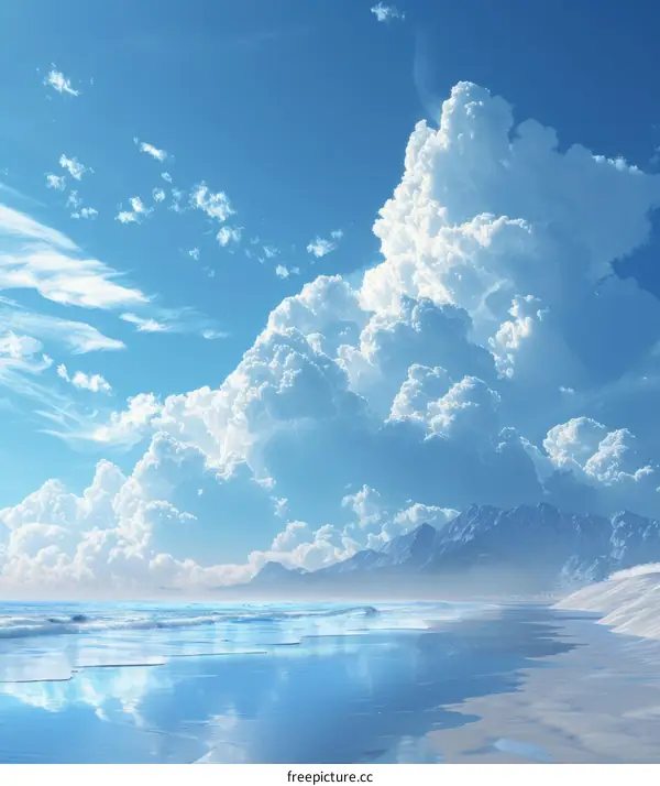 Beautiful beach with white sand and blue water