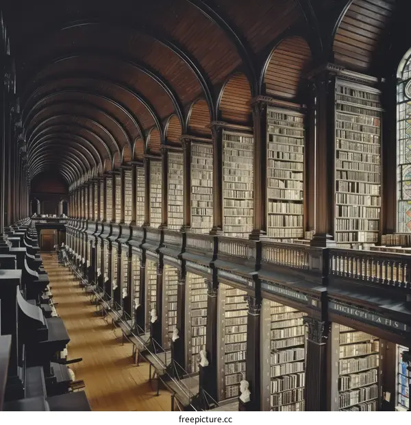 The Long Room in Trinity College Library, Dublin, Ireland