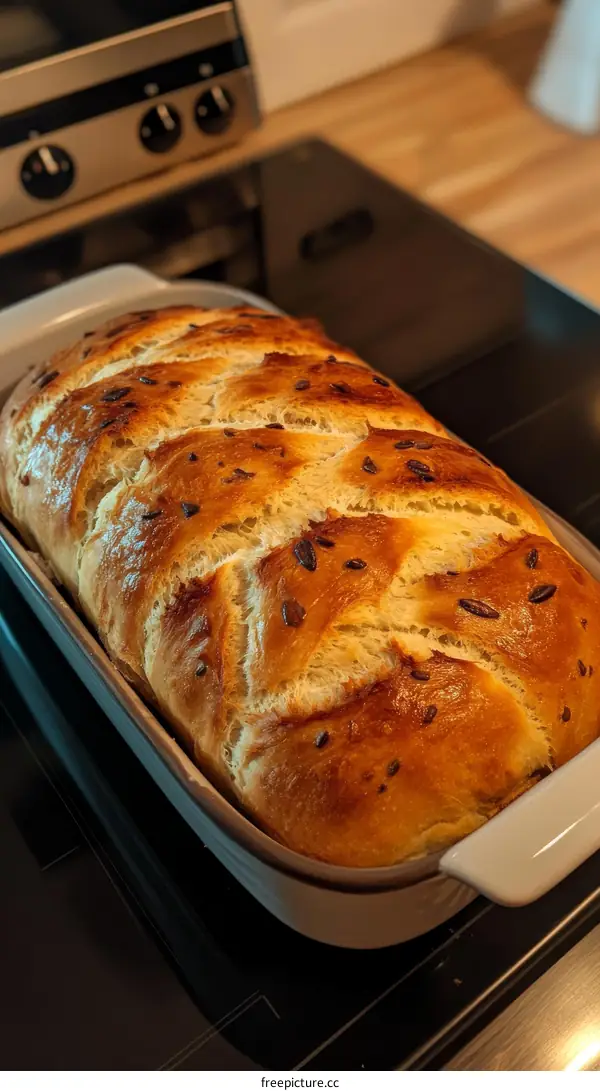Baked Bread in a Rectangular Baking Dish