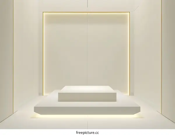 White Minimalist Platform With Gold Trim