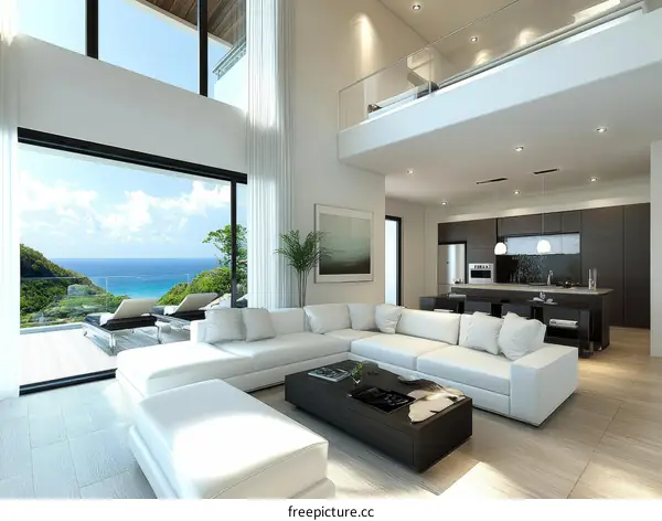 Modern Seaside Villa Living Room