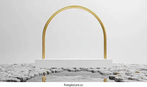Modern Minimalist White Gold Arch Display